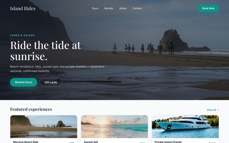 Island template open in the builder